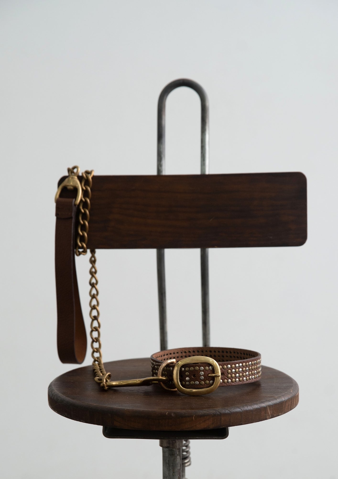 Tribeca - Studded Dog Collar & Brass Chain